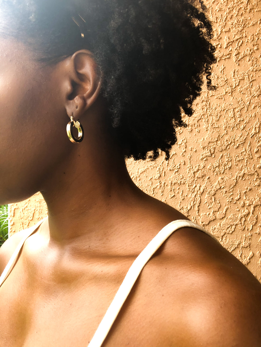 small gold filled hoops on ear