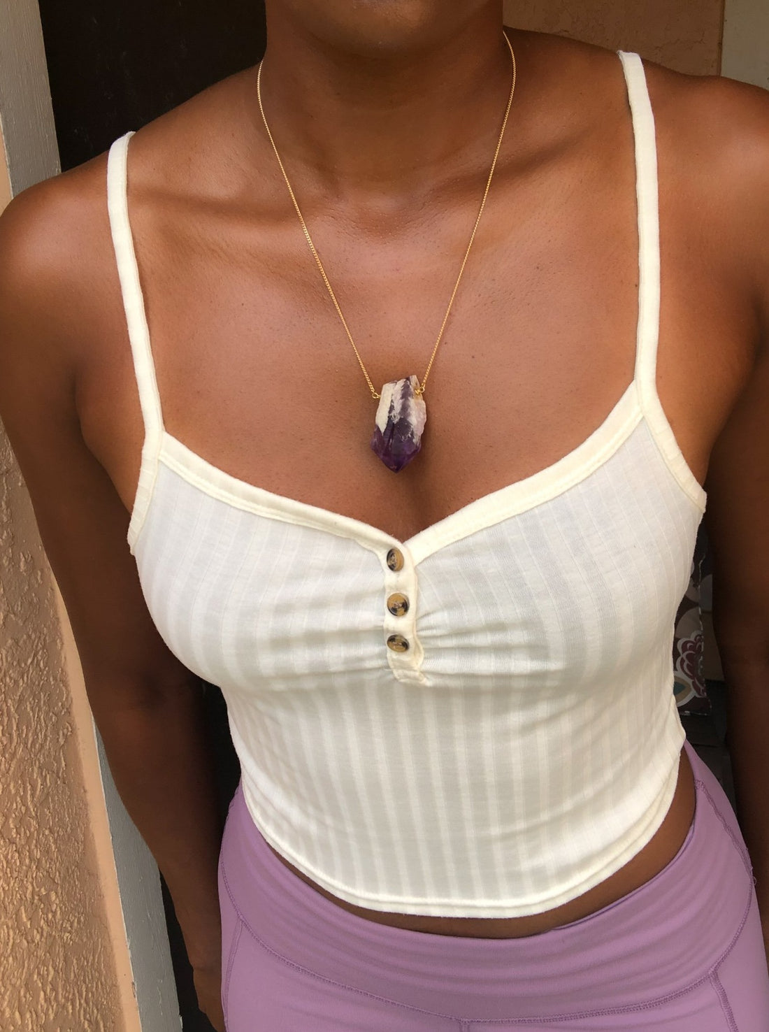 Amethyst Necklace on body