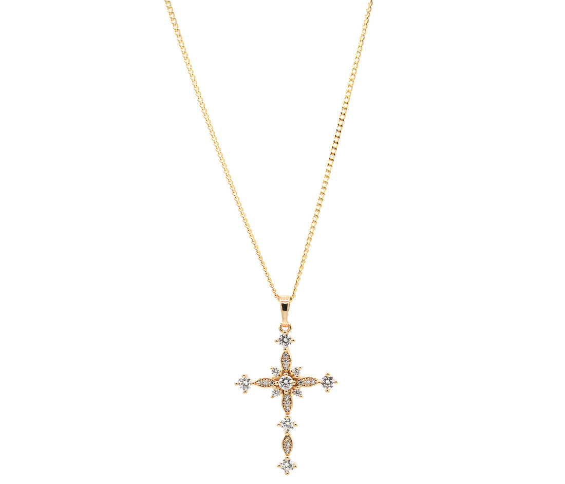 Cross Necklace with cubic zirconia stones